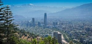 Scenic view of Santiago, Chile and the surrounding mountains