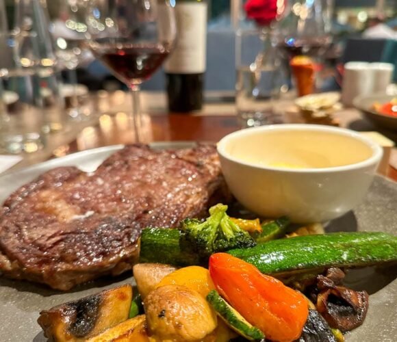 Steak and wine dinner at the Sheraton in Santiago, Chile
