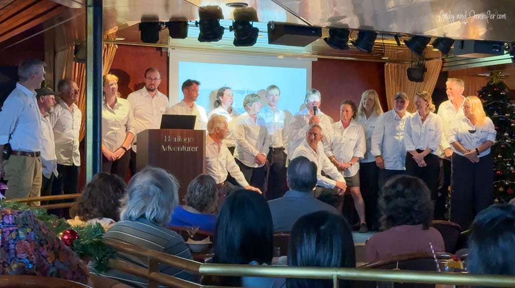 Expedition team presentation on cruise ship stage