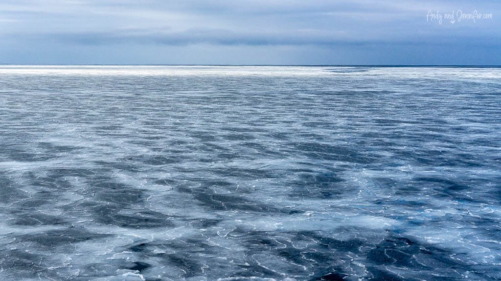 Frozen Arctic sea with textured ice surface