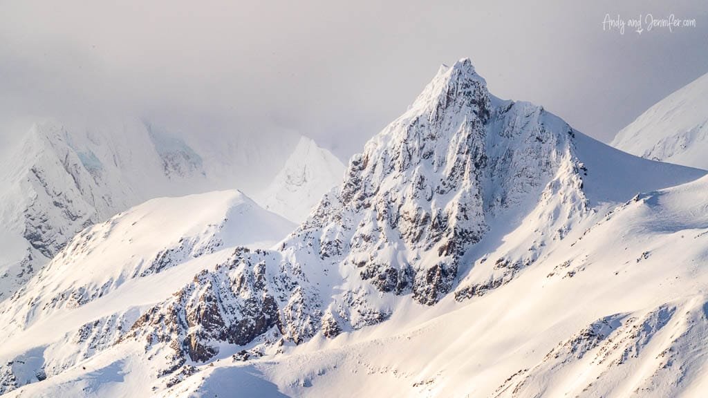 Sharp Arctic peak with rocky ridges
