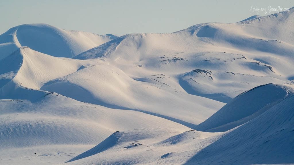 Rolling snow-covered Arctic hills