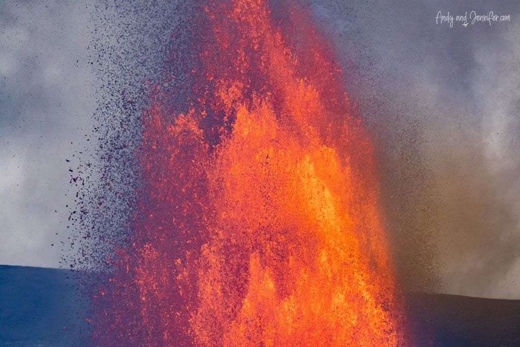 Close-up of lava erupting from Kīlauea volcano