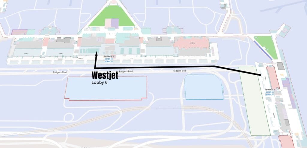 Honolulu airport map Airport map showing WestJet at Terminal 2, Lobby 6