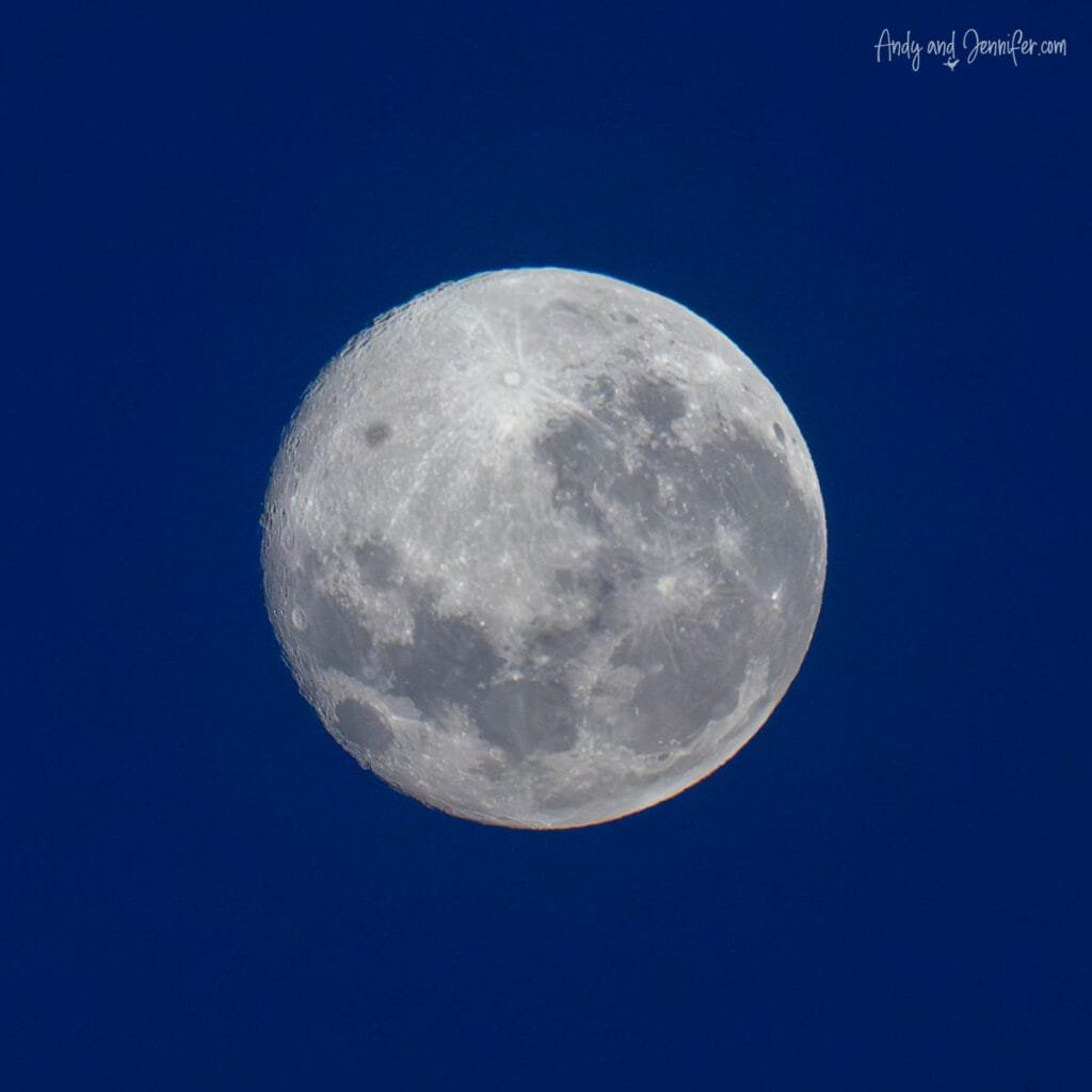 Full moon against clear morning sky, New Zealand