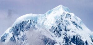 Glacier and snow-covered peaks in the Southern Alps, South Island, New Zealand