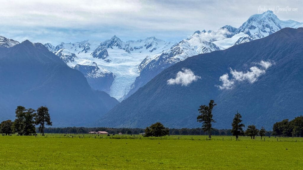 Snow-covered peaks of the Southern Alps on the South Island, New Zealand