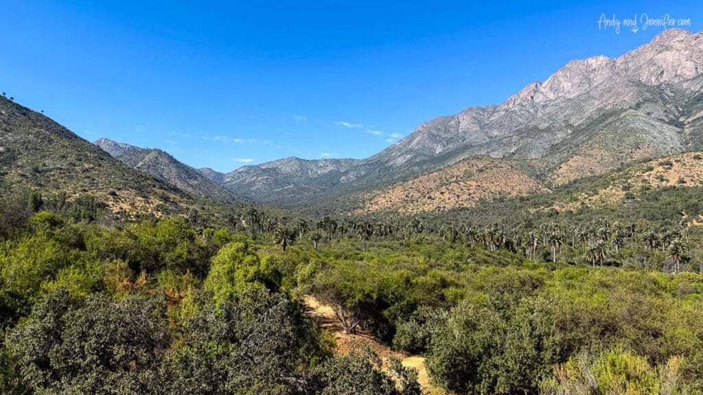 Dry valley and mountain landscape near Santiago, Chile