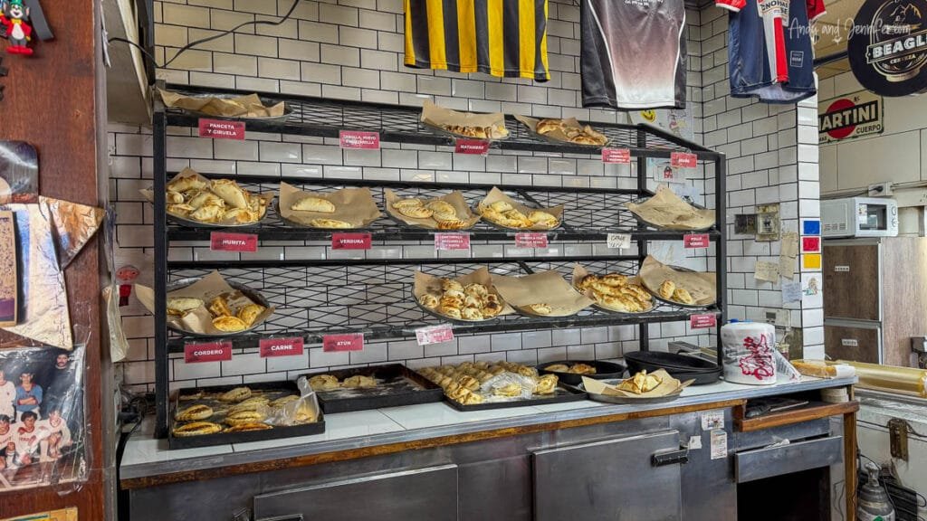 Display of fresh empanadas in traditional shop in Buenos Aires, Argentina