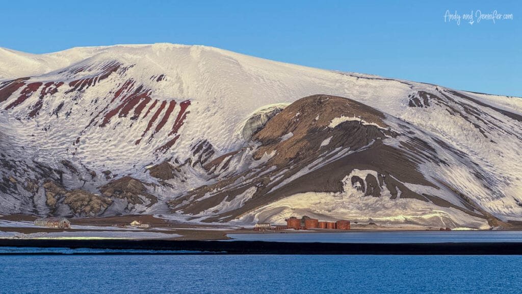 Historic remains of whaling station at Whalers Bay within Deception Island’s volcanic caldera