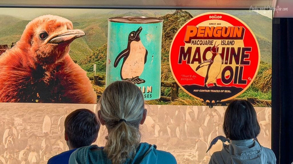 Passengers viewing a lecture about penguins during an Antarctic expedition