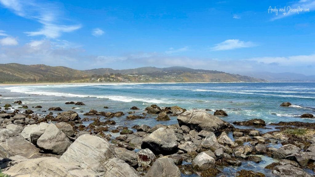 Rocky coastline and tidal pools near Humboldt Penguin National Monument, Chile