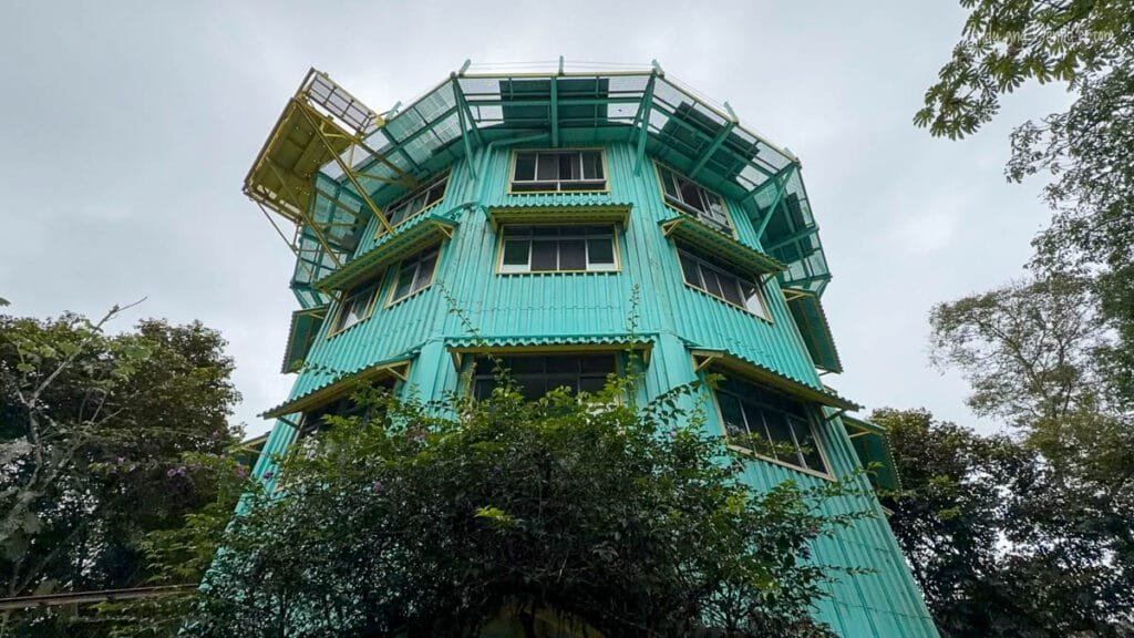 Exterior view of Canopy Tower, a former radar station converted into a rainforest birding lodge above the Panama jungle canopy near Soberanía National Park