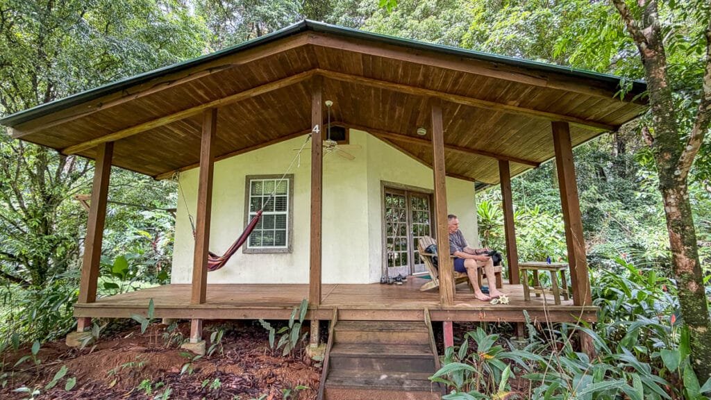 Private cabin at Tranquilo Bay Lodge surrounded by rainforest on Isla Bastimentos in Bocas del Toro, Panama.