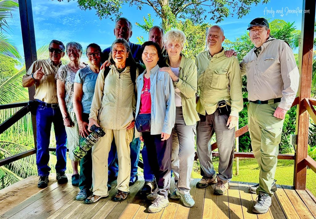 Our Costa Rica bird photography group together on the terrace at Laguna Lagarto before departing the lodge.