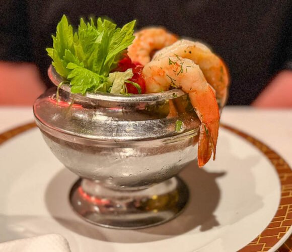 Shrimp cocktain at Cagneys on Norwegian Spirit